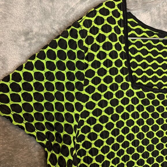 Vtg Cato Women 80s 90s Wacky Popcorn Neon Polka Dot Stretchy Knit Top 18 Plus - Picture 3 of 9